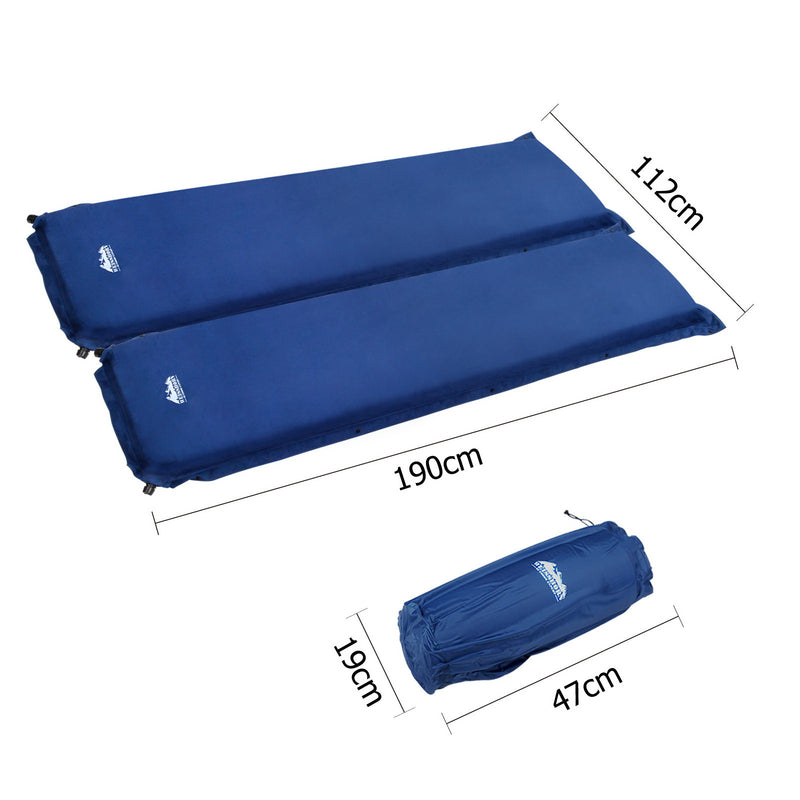 Dealsmate Weisshorn Self Inflating Mattress Camping Sleeping Mat Air Bed Pad Double Navy 10CM Thick