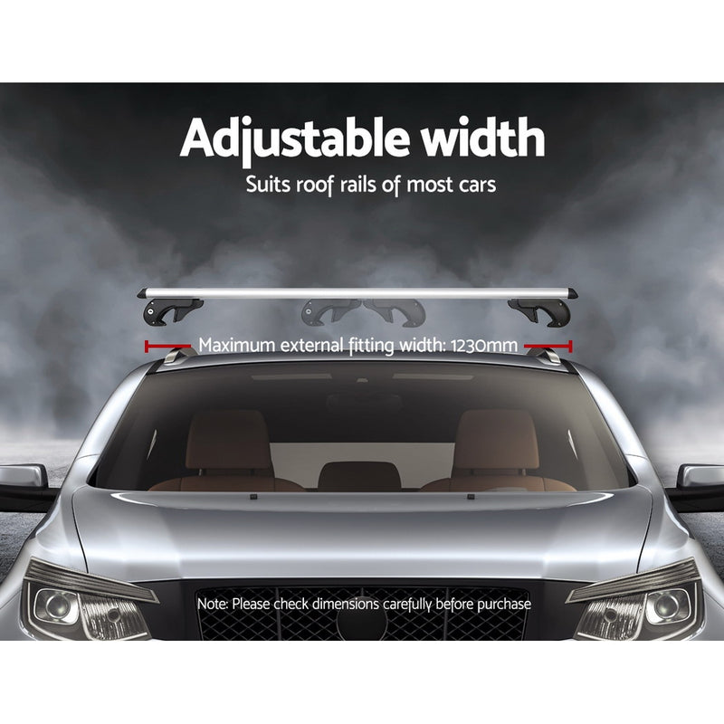 Dealsmate Universal Car Roof Rack 1360mm Cross Bars Aluminium Silver Adjustable Car 90kgs load Carrier