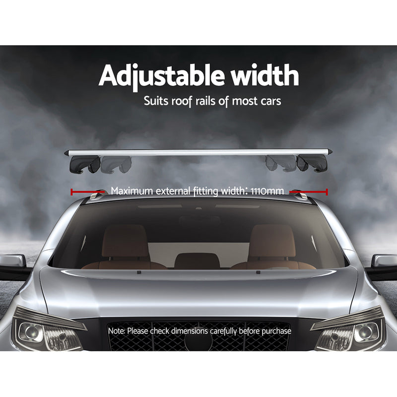 Dealsmate Universal Car Roof Rack Cross Bars Aluminium Adjustable 111cm Silver Upgraded