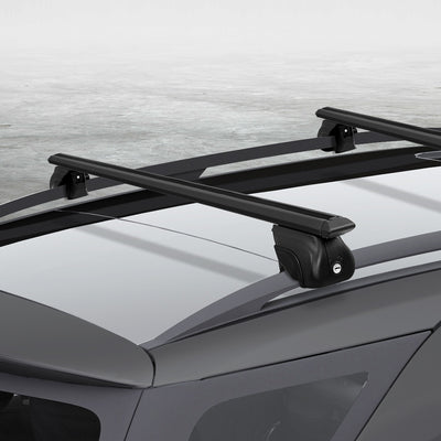 Dealsmate Universal Car Roof Racks Pod Aluminium Cross Bars Upgraded Holder 126cm Black