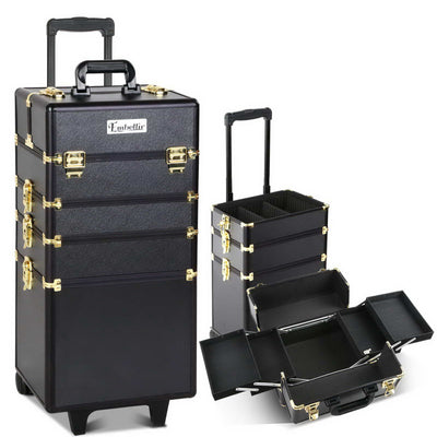 Dealsmate  7 in 1 Portable Cosmetic Beauty Makeup Trolley - Black & Gold