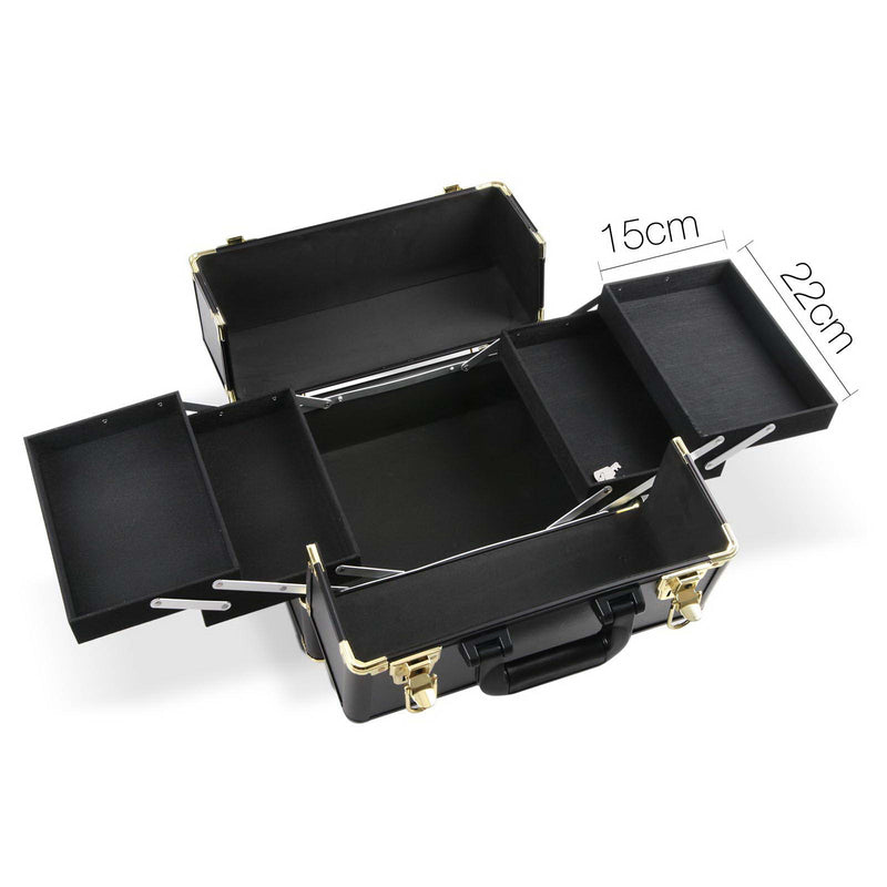 Dealsmate  7 in 1 Portable Cosmetic Beauty Makeup Trolley - Black & Gold