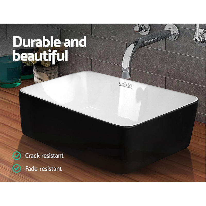 Dealsmate Cefito Ceramic Bathroom Basin Sink Vanity Above Counter Basins Bowl Black White