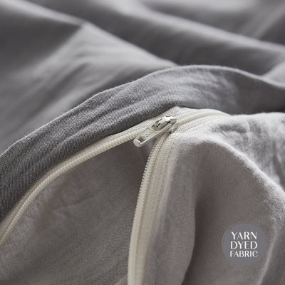 Dealsmate Cosy Club Washed Cotton Quilt Set Grey Double
