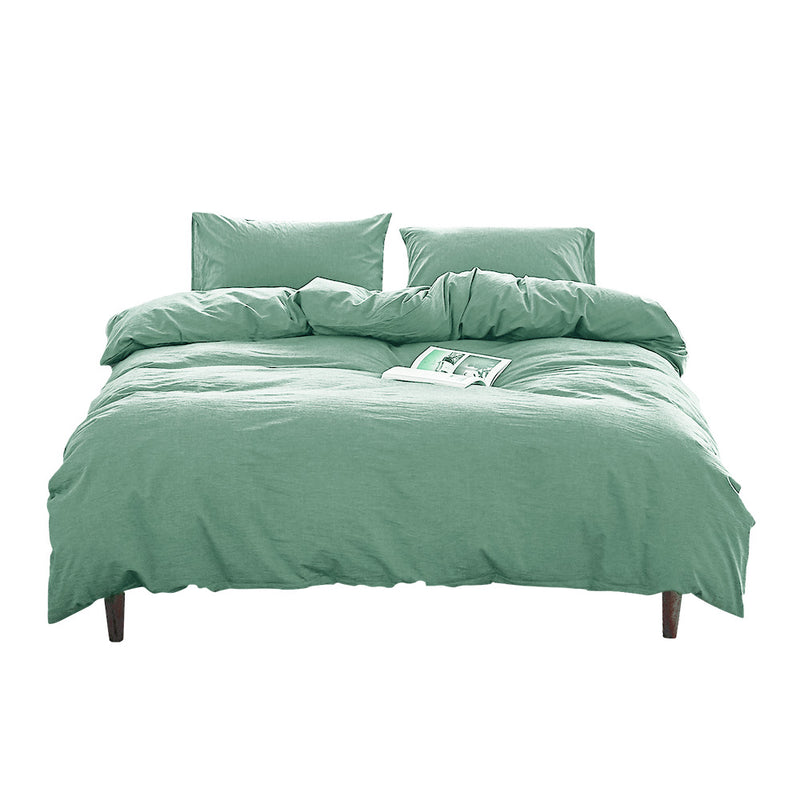 Dealsmate Cosy Club Washed Cotton Quilt Set Green King