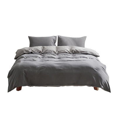 Dealsmate Cosy Club Washed Cotton Quilt Set Grey King