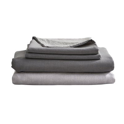 Dealsmate Cosy Club Washed Cotton Sheet Set Grey Double