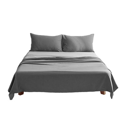 Dealsmate Cosy Club Washed Cotton Sheet Set Grey Double