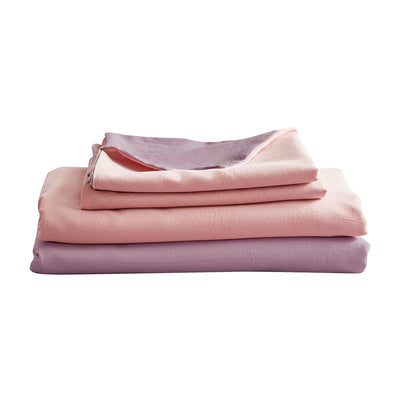 Dealsmate Cosy Club Washed Cotton Sheet Set Pink Purple Double