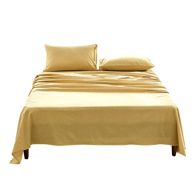 Dealsmate Cosy Club Washed Cotton Sheet Set Yellow Double