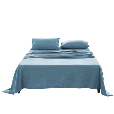 Dealsmate Cosy Club Washed Cotton Sheet Set Blue King