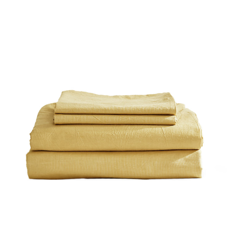 Dealsmate Cosy Club Sheet Set Bed Sheets Set King Flat Cover Pillow Case Yellow