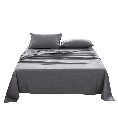 Dealsmate Cosy Club Washed Cotton Sheet Set Queen Black