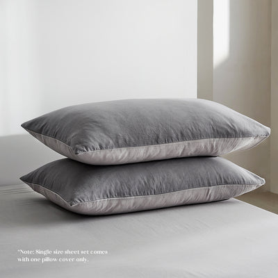 Dealsmate Cosy Club Washed Cotton Sheet Set Queen Grey