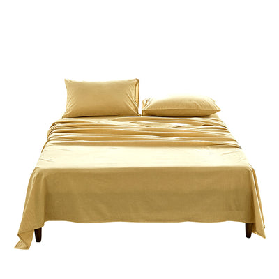 Dealsmate Cosy Club Washed Cotton Sheet Set Queen Yellow
