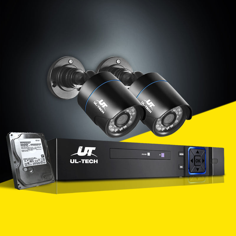 Dealsmate UL-tech CCTV Security System 4CH DVR 2 Cameras 2TB Hard Drive