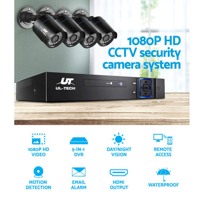 Dealsmate UL Tech 1080P 4 Channel HDMI CCTV Security Camera with 1TB Hard Drive