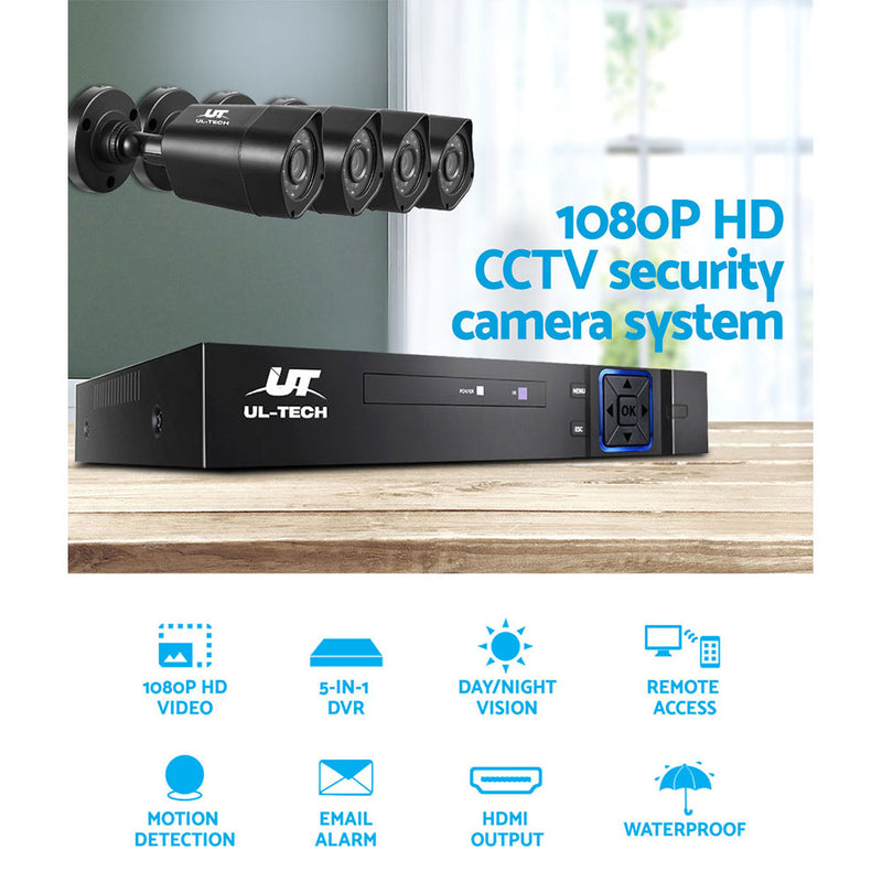 Dealsmate UL-tech Home CCTV Security System Camera 4CH DVR 1080P 1500TVL 1TB Outdoor Home