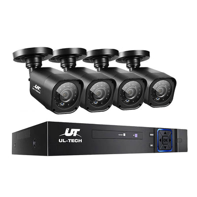 Dealsmate UL-TECH 8CH 5 IN 1 DVR CCTV Security System Video Recorder /w 4 Cameras 1080P HDMI Black