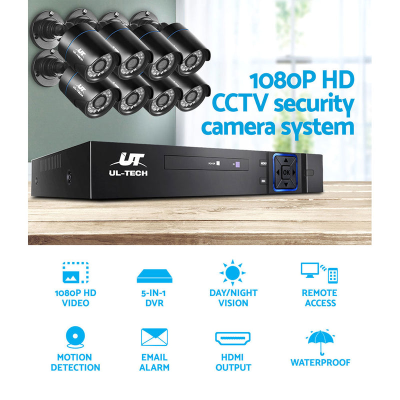Dealsmate UL Tech 1080P 8 Channel HDMI CCTV Security Camera with 1TB Hard Drive