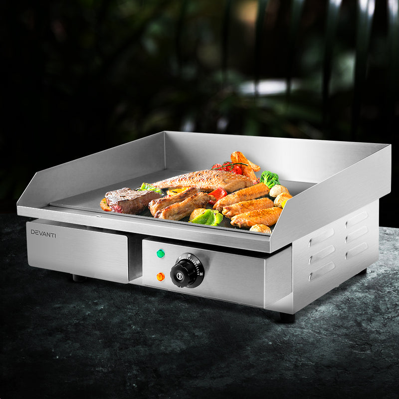 Dealsmate Devanti Commercial Electric Griddle BBQ Grill Pan Hot Plate Stainless Steel