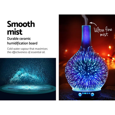 Dealsmate Devanti Aroma Diffuser Aromatherapy 3D Glass 100ml