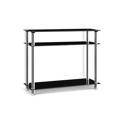 Dealsmate  Console Table Tempered Glass Black