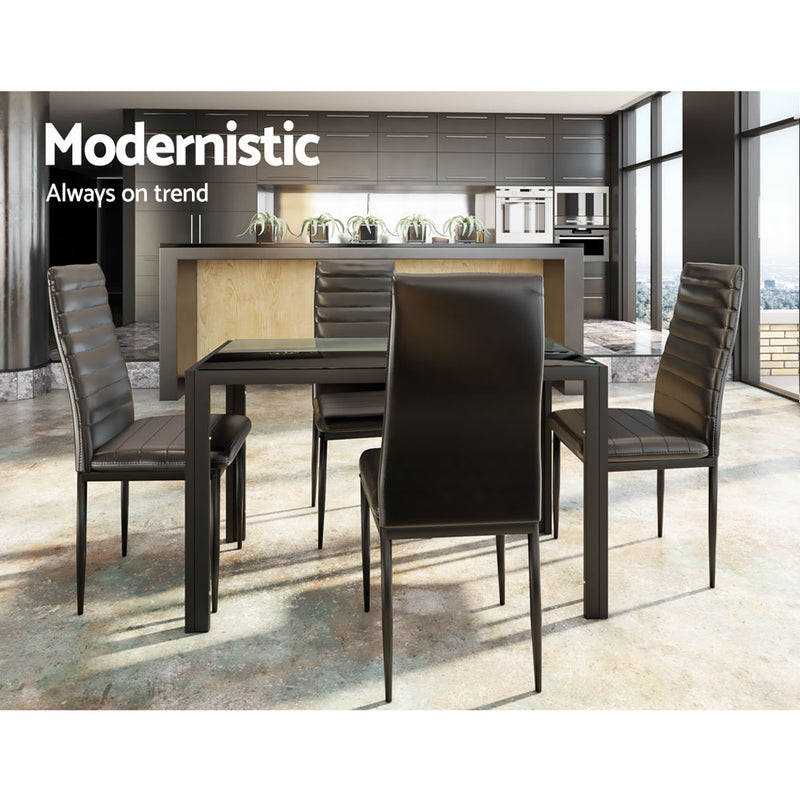 Dealsmate  Astra 5-Piece Dining Table and Chairs Sets - Black
