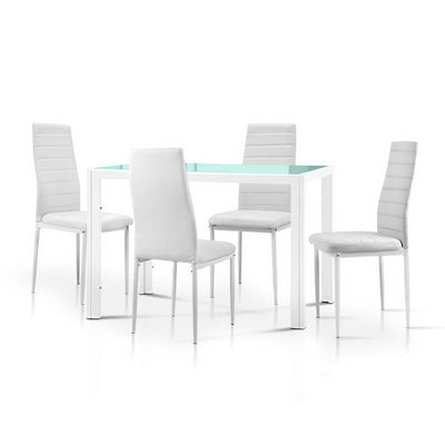 Dealsmate  5 Piece Dining Table Set - White