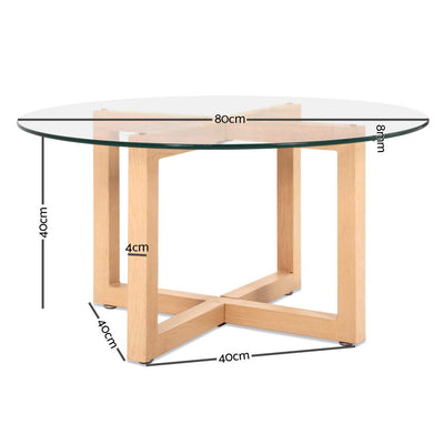 Dealsmate  Coffee Table Round 80CM Tempered Glass