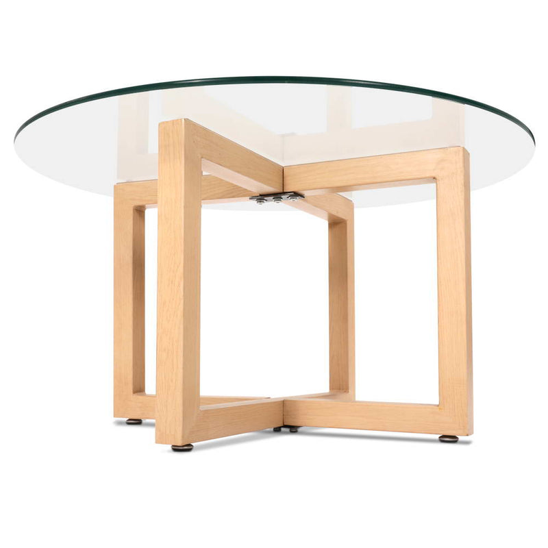 Dealsmate  Coffee Table Round 80CM Tempered Glass