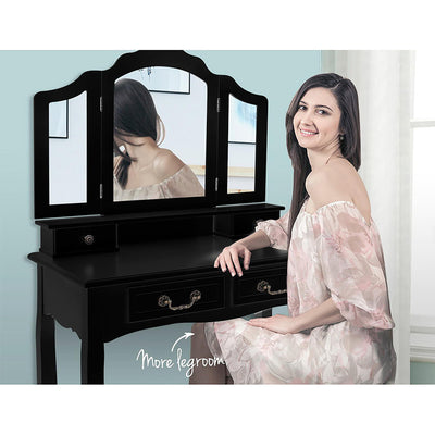 Dealsmate  Dressing Table with Mirror - Black