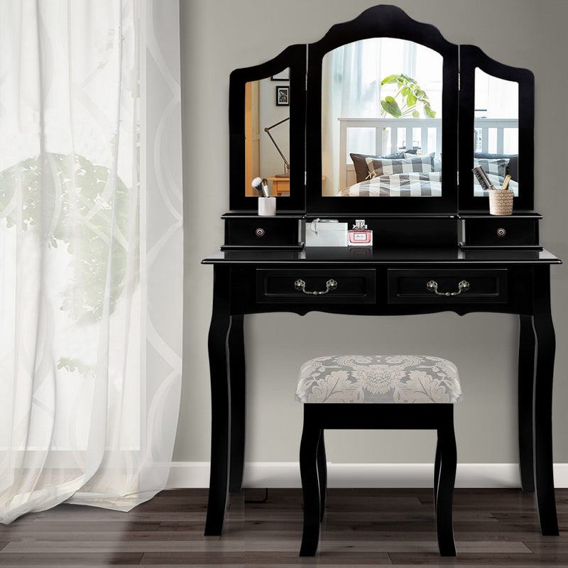 Dealsmate  Dressing Table with Mirror - Black