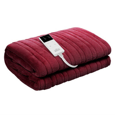 Dealsmate Giselle Electric Throw Rug Heated Blanket Fleece Red