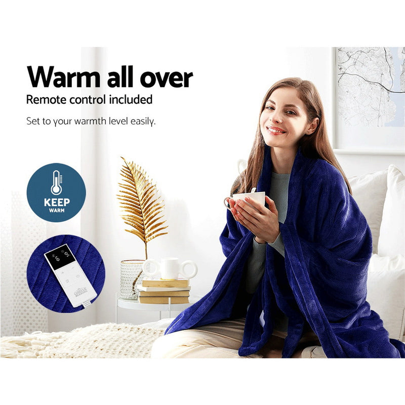 Dealsmate Giselle Bedding Electric Throw Blanket - Navy