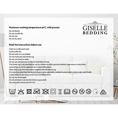 Dealsmate Giselle Bedding Heated Electric Throw Rug Fleece Sunggle Blanket Washable Silver
