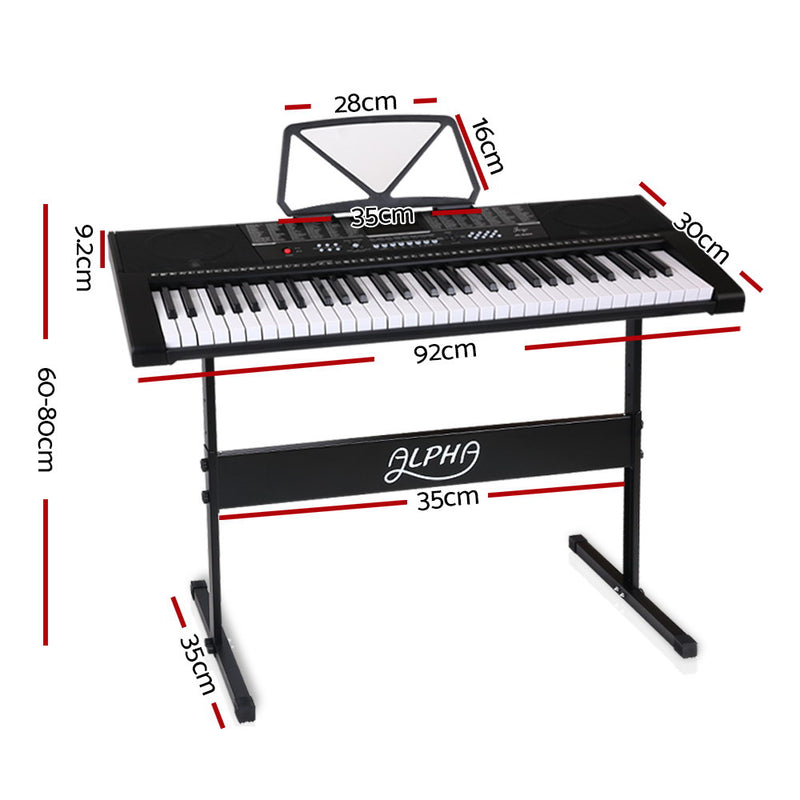 Dealsmate Alpha 61 Keys Electronic Piano Keyboard Digital Electric w/ Stand Sound Speaker