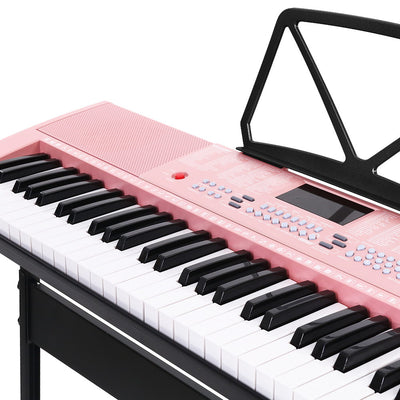Dealsmate Alpha 61 Keys Electronic Piano Keyboard Digital Electric w/ Stand Lighted Pink