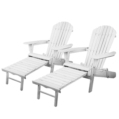 Dealsmate  Set of 2 Outdoor Sun Lounge Chairs Patio Furniture Lounger Beach Chair Adirondack