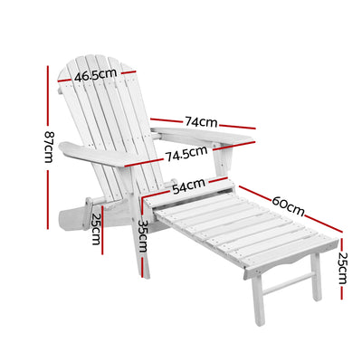 Dealsmate  Set of 2 Outdoor Sun Lounge Chairs Patio Furniture Lounger Beach Chair Adirondack