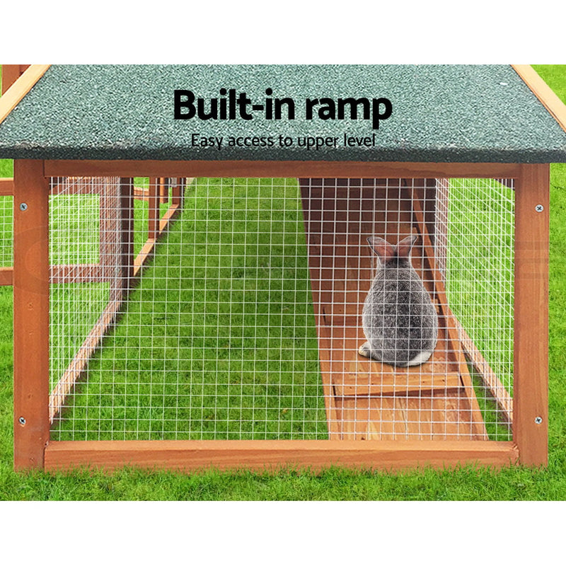 Dealsmate  Chicken Coop Rabbit Hutch 169cm x 52cm x 72cm Large House Outdoor Wooden Run Cage
