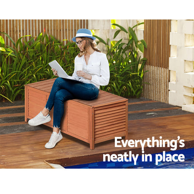 Dealsmate  Outdoor Storage Bench Box 210L Wooden Patio Furniture Garden Chair Seat