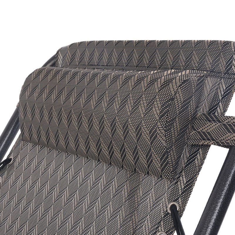 Dealsmate  Set of 2 Zero Gravity Chairs Reclining Outdoor Furniture Sun Lounge Folding Camping Lounger Grey
