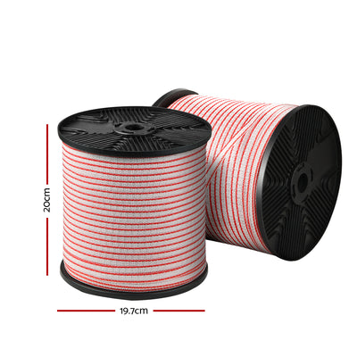 Dealsmate  Electric Fence Wire 400M Tape Fencing Roll Energiser Poly Stainless Steel