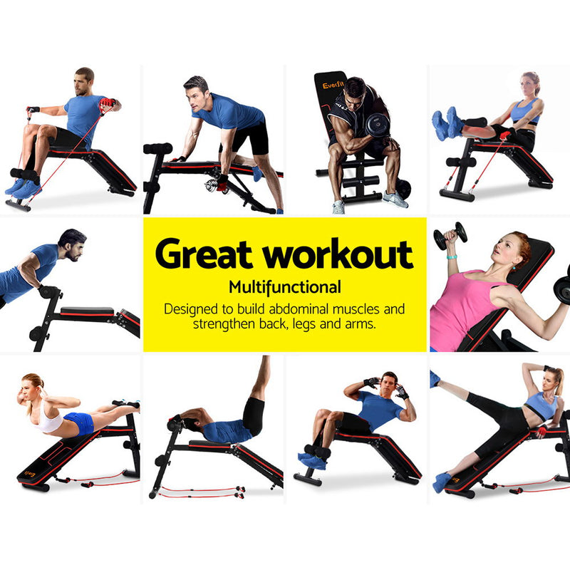 Dealsmate  Adjustable FID Weight Bench Fitness Flat Incline Gym Home Steel Frame
