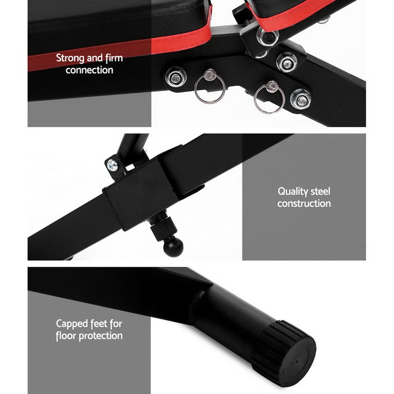Dealsmate  Adjustable FID Weight Bench Fitness Flat Incline Gym Home Steel Frame