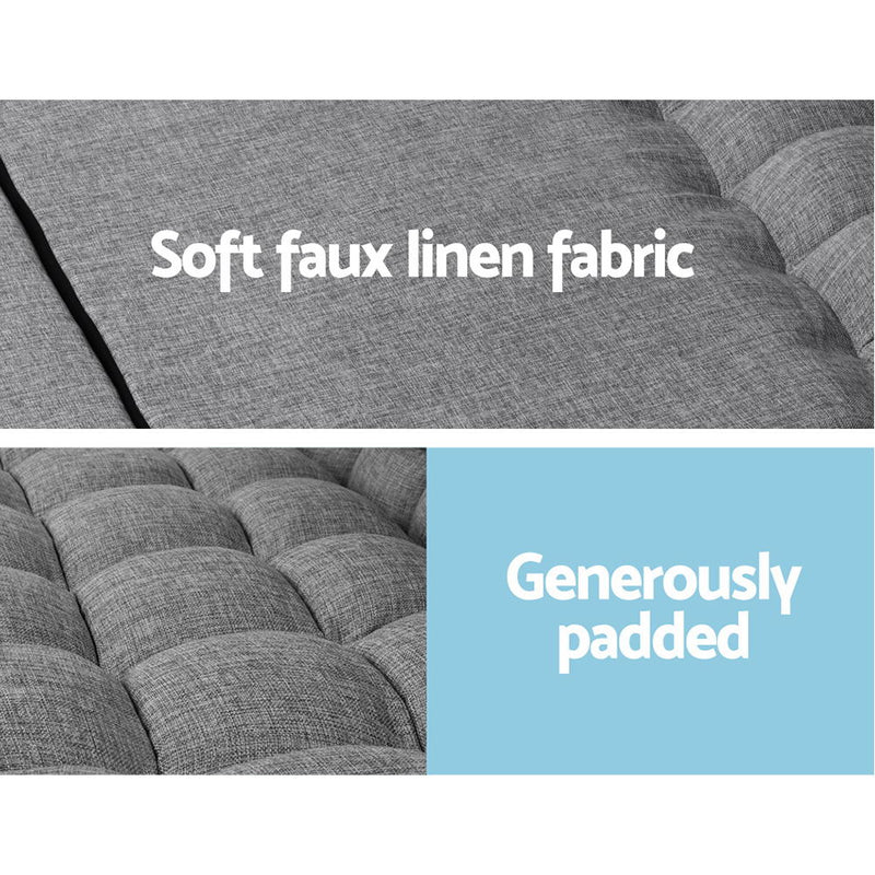 Dealsmate  Lounge Sofa Bed 2-seater Floor Folding Fabric Grey