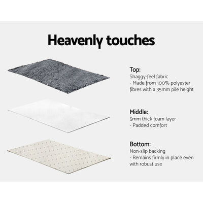 Dealsmate  Floor Rugs Soft Shaggy Rug Large 200x230cm Carpet Anti-slip Mat Area Grey