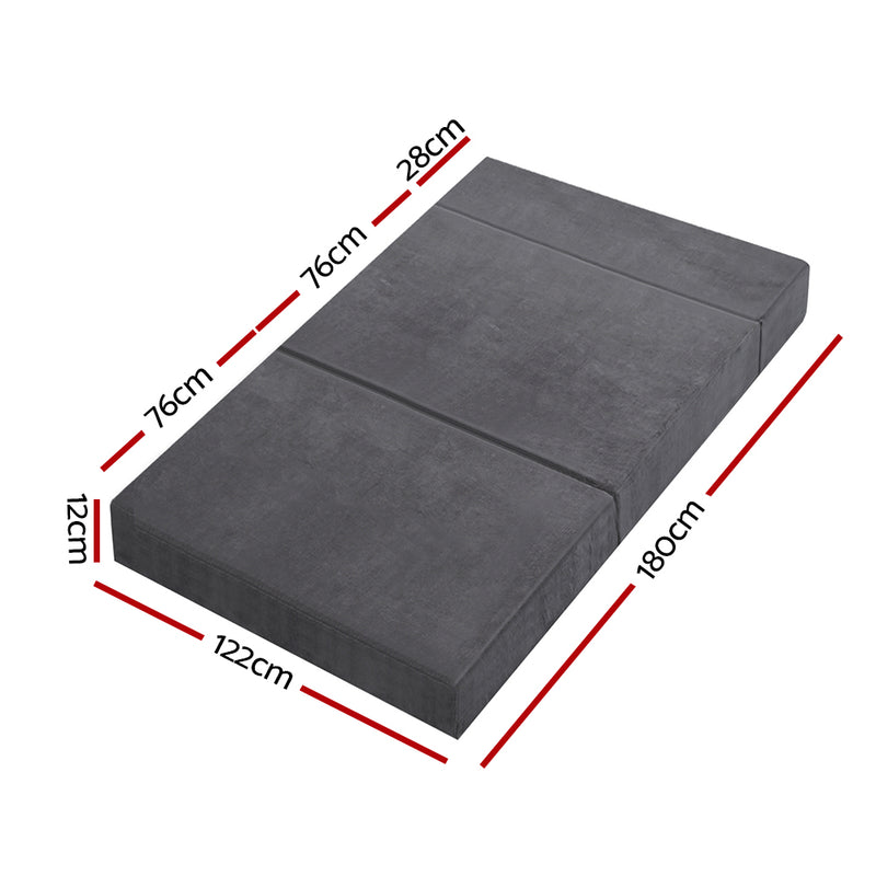 Dealsmate Giselle Bedding Foldable Mattress Folding Foam Bed Mat Double Grey