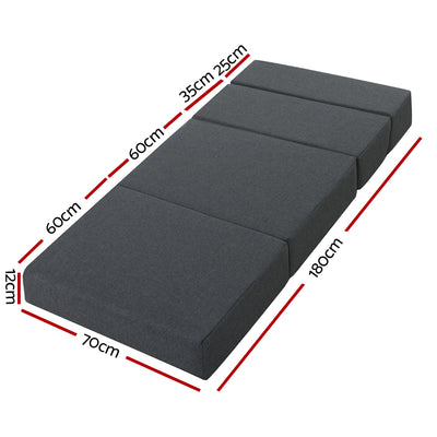 Dealsmate Giselle Bedding Foldable Mattress Folding Foam Bed Floor Mat Grey
